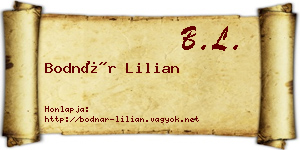 Bodnár Lilian névjegykártya